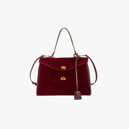 Liora Tote — Faux Suede Shoulder Bag with Turn Lock Closure
