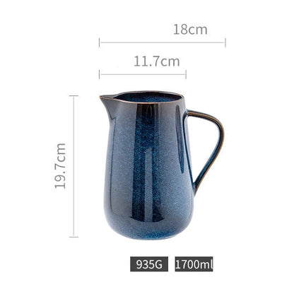 Calderin — Blue Ceramic Pitcher with Kiln-Fired Durable Glaze