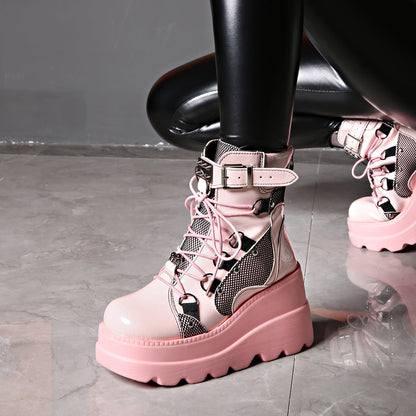 Liora — Gothic Platform Boots with Chunky Sole and Buckle Accents