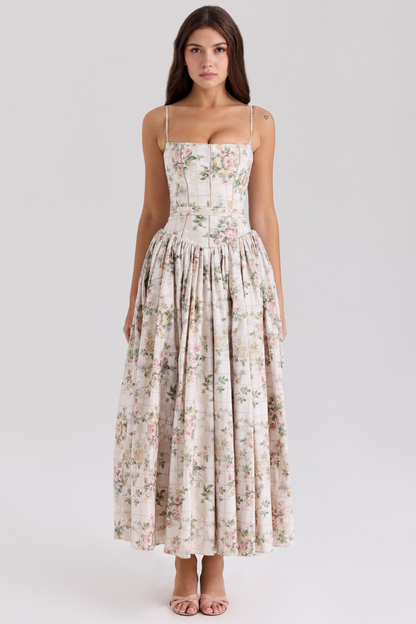 Norla — Cotton Midi Sundress with Vintage Rose Print