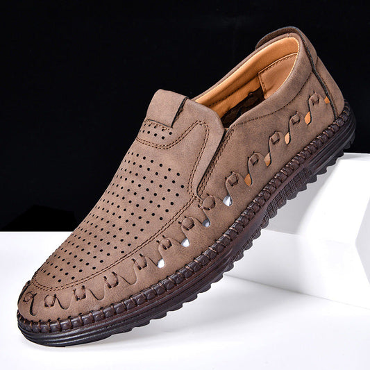 Tarenzo — Men's Full-Grain Cowhide Leather Slip-On Shoes with Breathable Vents