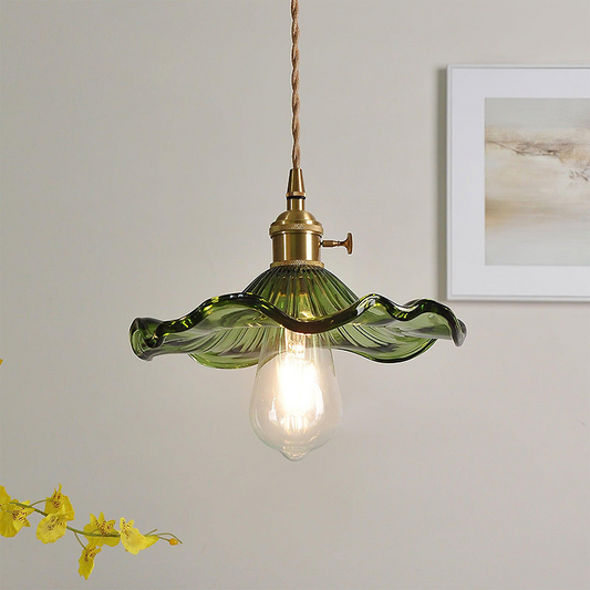 Liora — Floral Glass LED Pendant Light with Warm Glow
