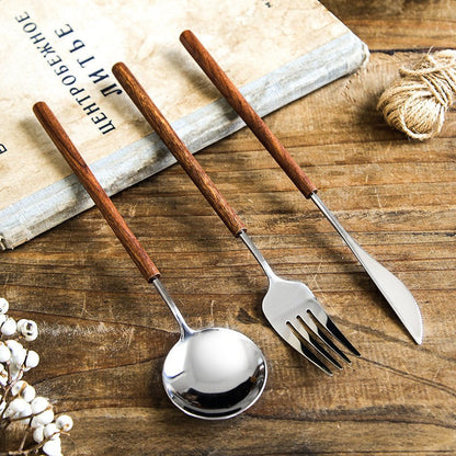 Arlonis — Rosewood Handle Flatware Set with Stainless Steel Durability