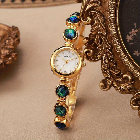Marlenza — Green Opal Gemstone Watch with Sculptural Link Bracelet