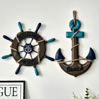 Marineris — Coastal Nautical Wall Decor Set with Hooks