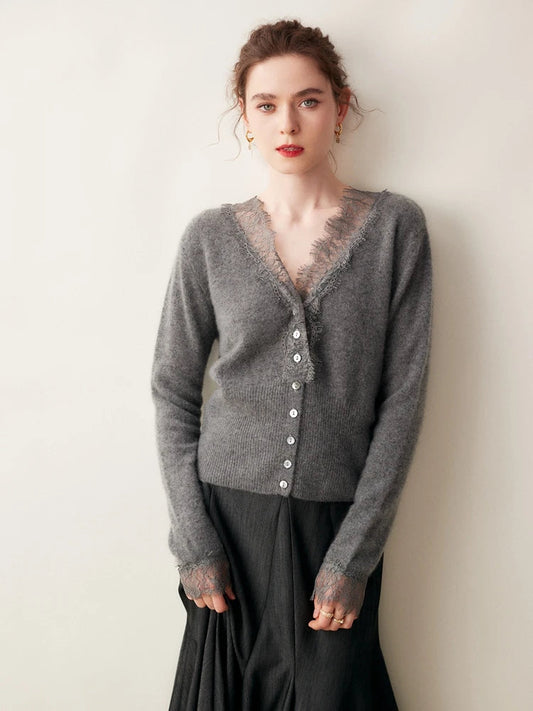 Sorrelis — Women's Cashmere Lace Cardigan for Layering