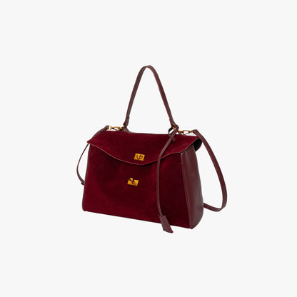 Liora Tote — Faux Suede Shoulder Bag with Turn Lock Closure