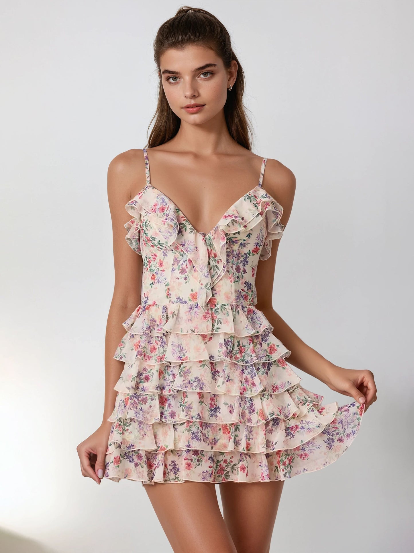 Avrena — Lightweight Chiffon A-Line Mini Dress with Ruffle Detail