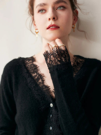 Sorrelis — Women's Cashmere Lace Cardigan for Layering