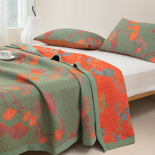 Elara — Reversible Botanical Cotton Quilt Bedding Set