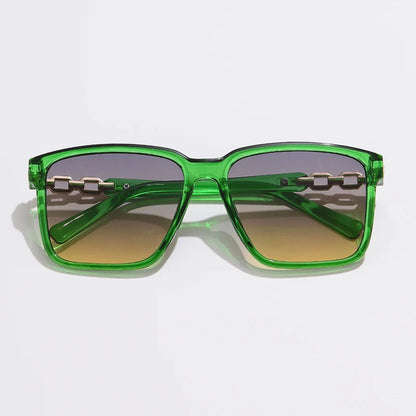 Selan — Oversized Square Sunglasses with Gold Chain-Link Arms