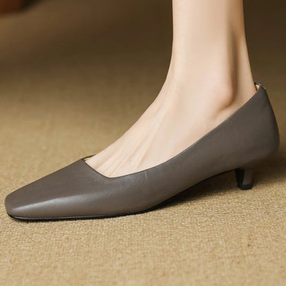 Alaris — Genuine Leather Kitten Heel Pumps with Cushioned Insole