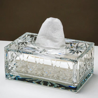 Valen — Faceted Acrylic Tissue Box with Crystal Detailing