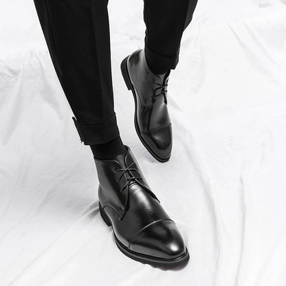 Marlowe — Men’s Polished Cap-Toe Dress Boots with Cushioned Comfort