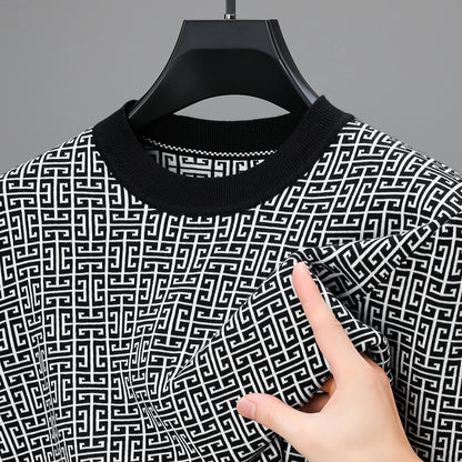 Blakeon — Men's Modern Maze Pattern Knit Sweater with Tailored Fit