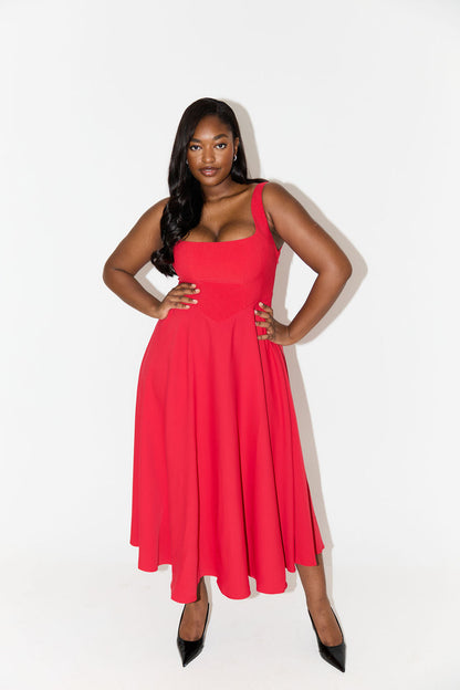 Celestara™ Flow Midi Dress — Own Every Room with Effortless, Jaw-Dropping Elegance